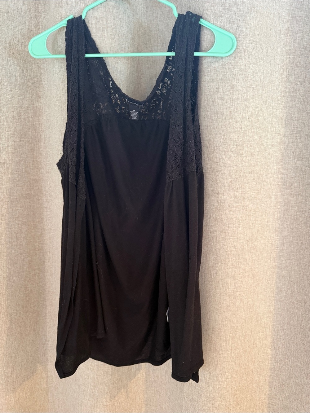 new directions Black Lace-Trim Tank Vest